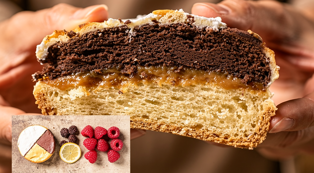Felie de tort cu straturi si crema vizibila